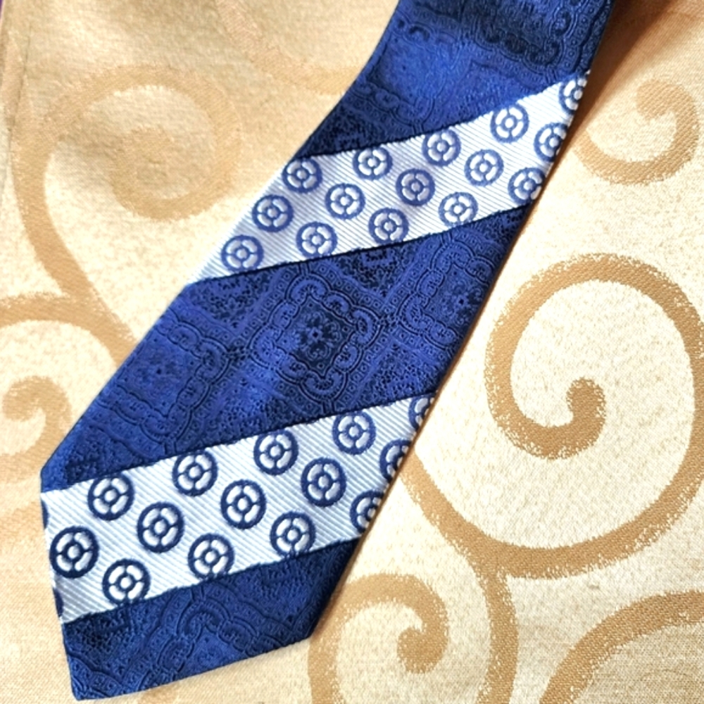 Nina Ricci VINTAGE Neck Tie Navy & Silver